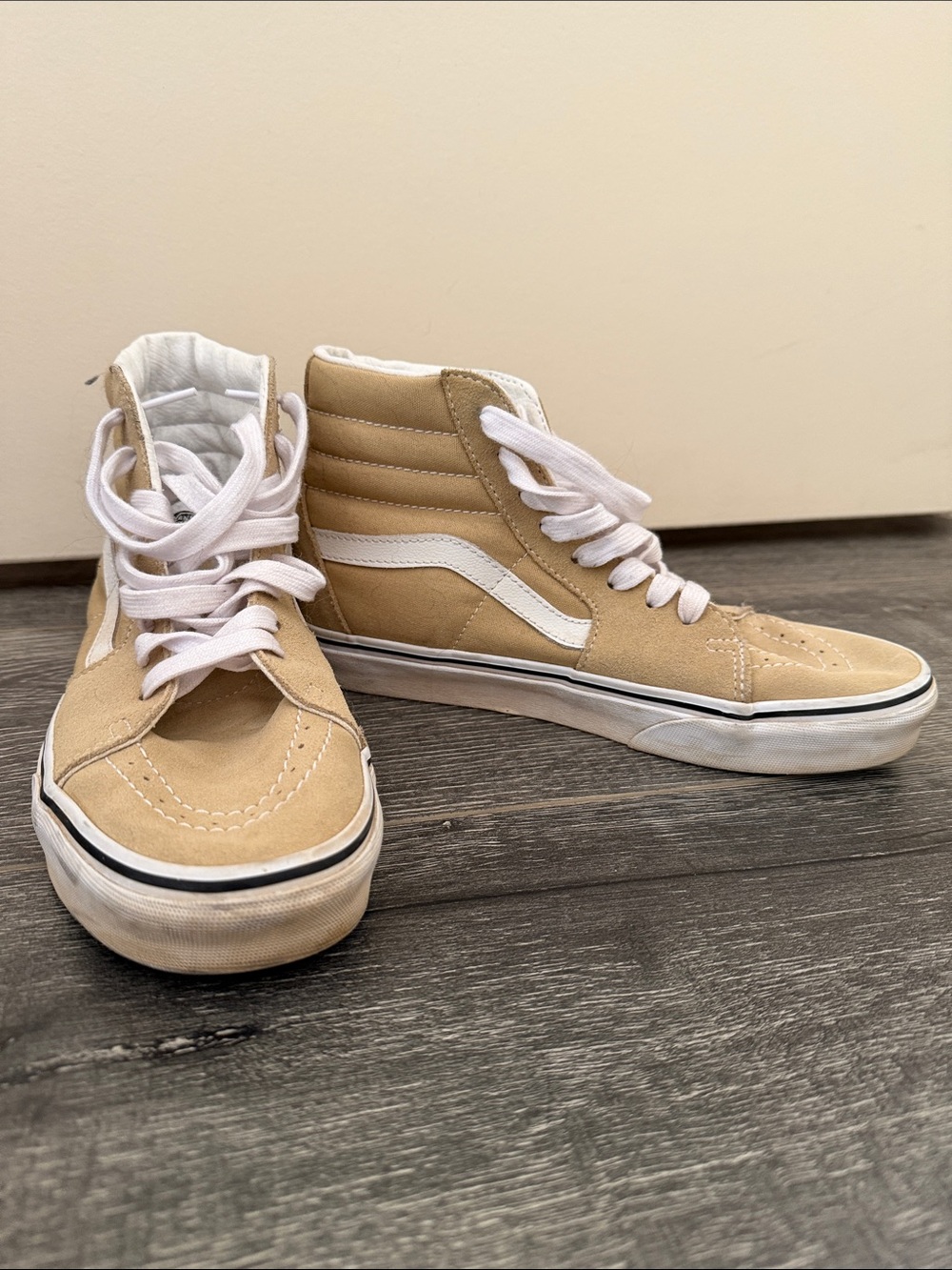 Vans High-Top Sneakers in Tan with White Stripe